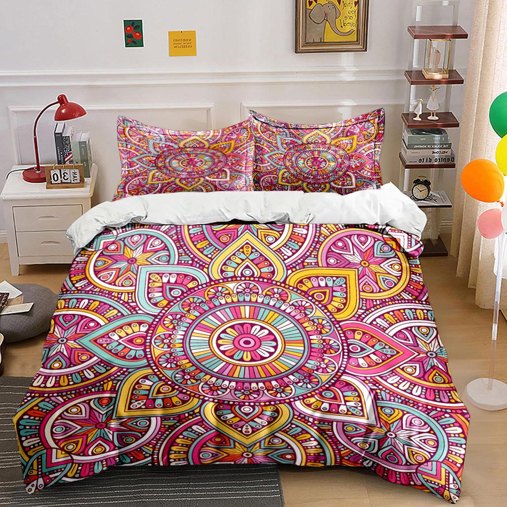 Vibrant mandala bloom. Bedding sets Duvet covers Pillowcases(1* Duvet Cover 2* Pillowcases without duvet insert)