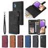 Vintage Stand Flip Hybrid Wallet Check Leather Zipper Multi-Cards Case Folio Cover for iPhone Samsung Xiaomi Redmi Huawei