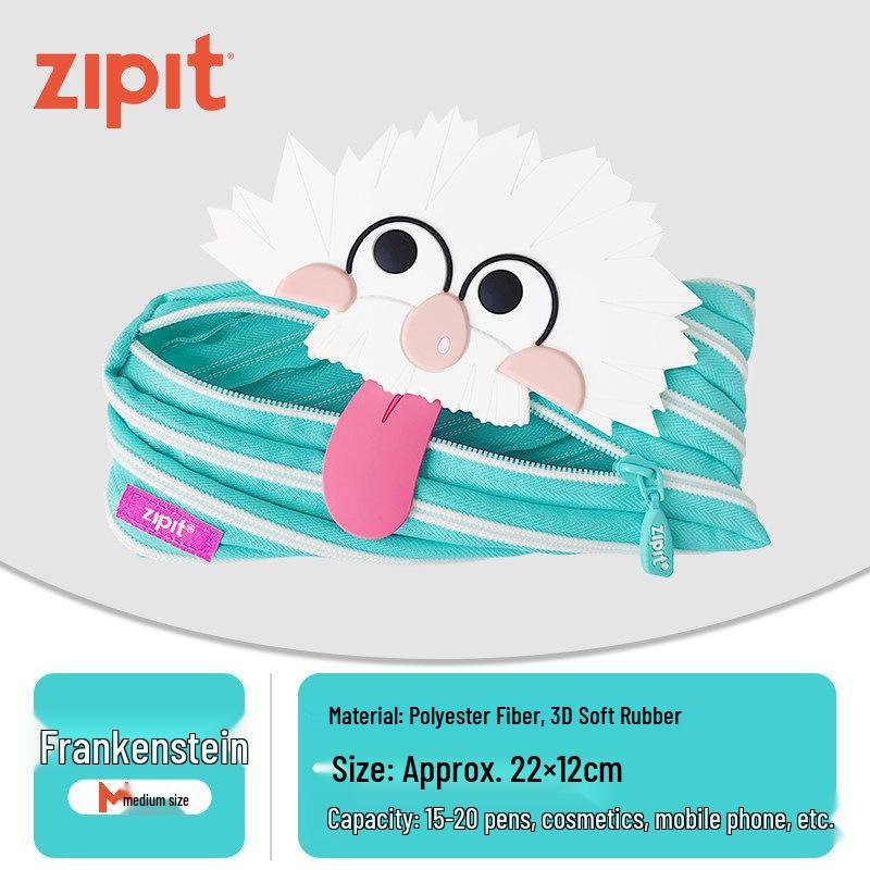 ZIPIT Средний милый пенал-монстр для детей - Большая прозрачная сумка для канцелярских принадлежностей