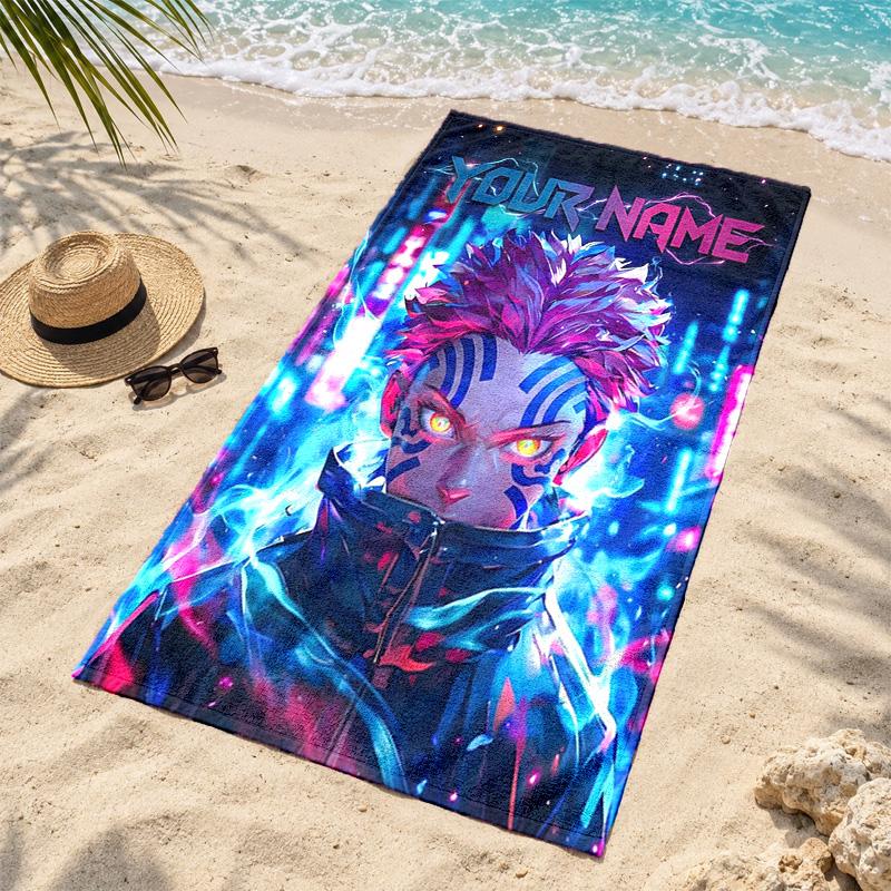 Akaza Demon Slayer Custom Name Beach towels also serve as bath towels summer essential a musthave for the outdoors the beach and the pool