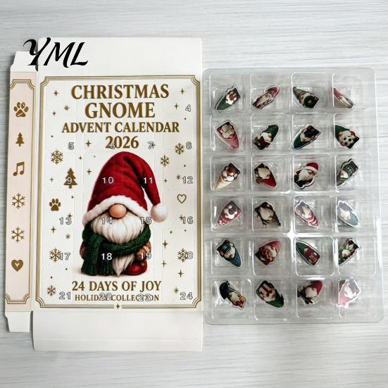 Festival Atmosphere Accessories Coastal Gnome Advent Calendar, 24Pcs Acrylic 2D Sea Glass Ornament Set Halloween Holiday Decoration with Hanging