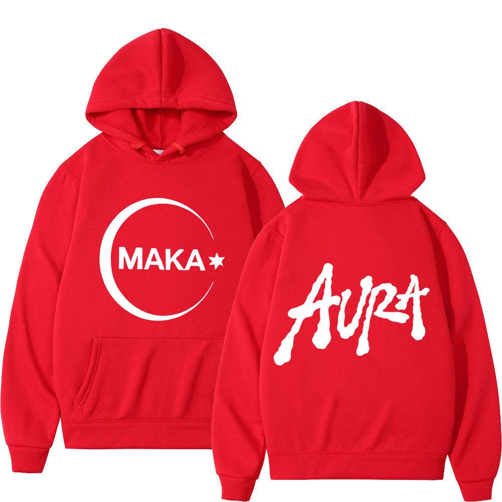 Rapper Maka Aura 2025 Tour Album Merch Vintage Hoodie Men Autumn Winter Fleece Streetwear Tops