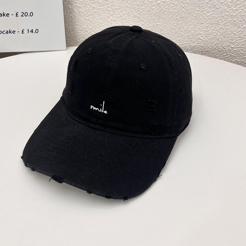 New retro washed soft top cap children's embroidered letter baseball cap versatile face small men's and women's sun hats