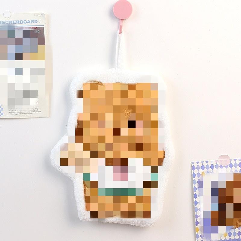Cartoon cute hanging hand towel soft absorbent thickened hair loss bathroom kitchen handkerchief children's hand cloth