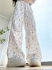 White Floral Loose Yamamoto Pants Women Summer Thin High Waist Straight Casual Trousers Joker Slim Sports Wide Leg Pants Streetwear