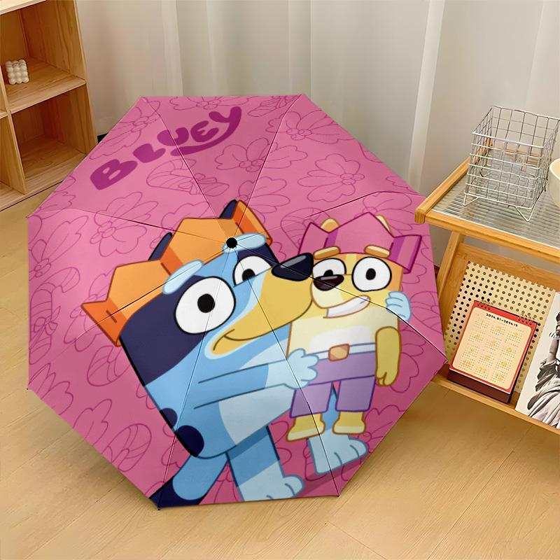 Bluey Print 8?Ribs Automatic Umbrella Wind Resistant Lightweight Folding Umbrella For Outdoor Travel