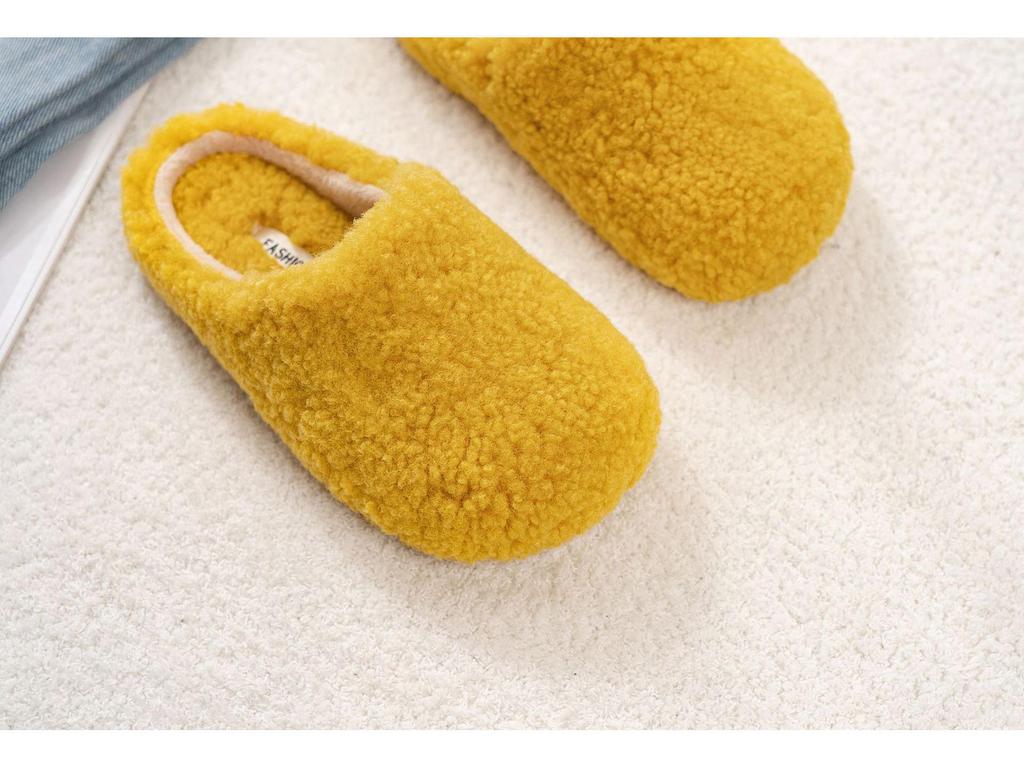 Зима 2025 Уличные Женские Плюшевые Меховые Шлепанцы Корейского Стиля с Закрытым Носком
