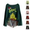 Women's Fashion Long Sleeve Christmas Print Knitted Long Sleeve Lined Long Sleeve