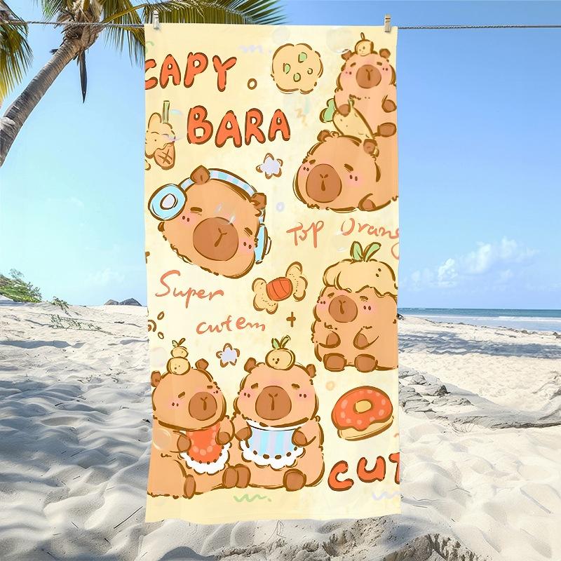 Newest Cute Capybara Cartoon Pattern Beach Towel Soft Microfiber Bath Towel for Travel Swimming Pool