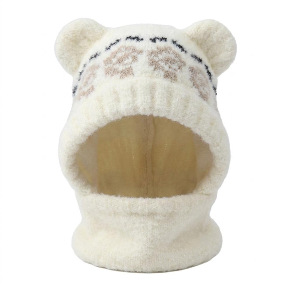 Cold-proof Bear Ears Knit Hat Slouchy Plush Beanie Cap Soft Ear Protection Hat Cold Weather