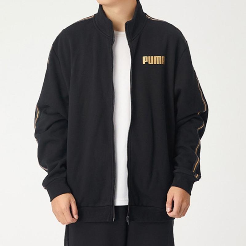 Puma Вязаная куртка на флисовой подкладке с логотипом Мужская верхняя одежда Черный 587138-01