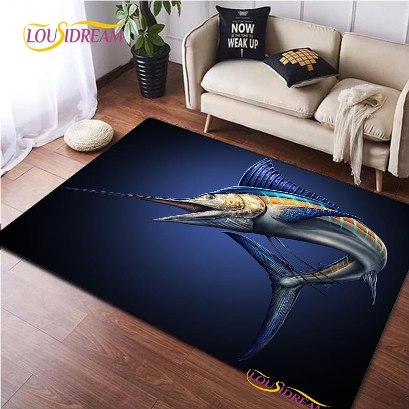 Fishing Enthusiast Carpet for Living Room Sofa Bedroom Alfombra Rugs Kitchen washroom Door Kids Unslip floor Mats birthday gift