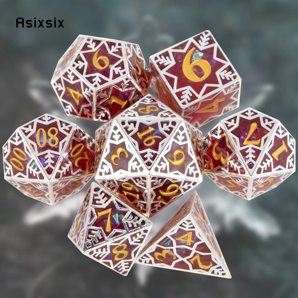 7 шт., красная снежинка, смола, золотой номер, многогранные кости с острыми краями, подходят для ролевых ролевых игр, настольная игра