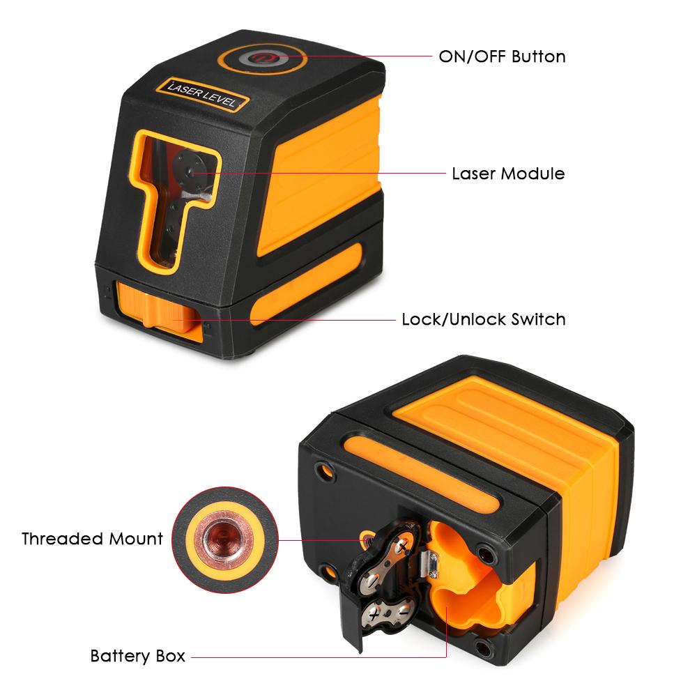 Самовыравнивающийся 2-линейный красный лазерный уровень. Профессиональное горизонтальное и вертикальное выравнивание перекрестных линий.