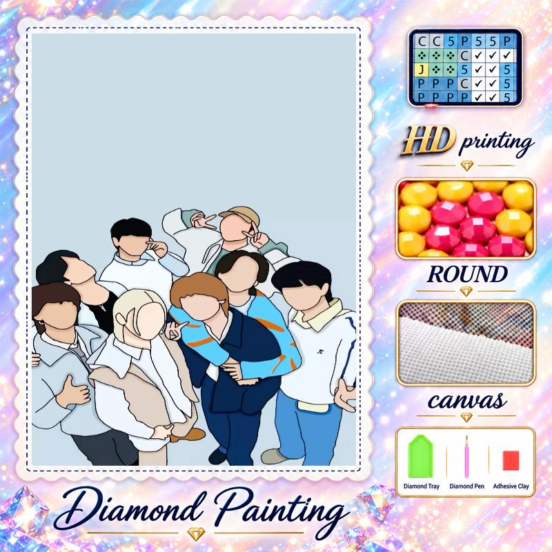 Stray Kids Diamond Painting Kit 5D Full Drill DIY Diamond Mosaic Wall Art Home Decor