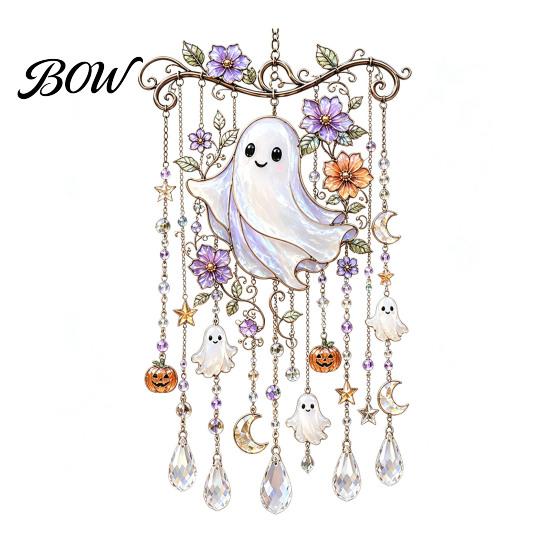 Autumn Garden Decorations for Yard Halloween Acrylic Wind Chime Pendant, Crystal Suncatcher Hanging Ornaments, Decorative Festive Party Supplies