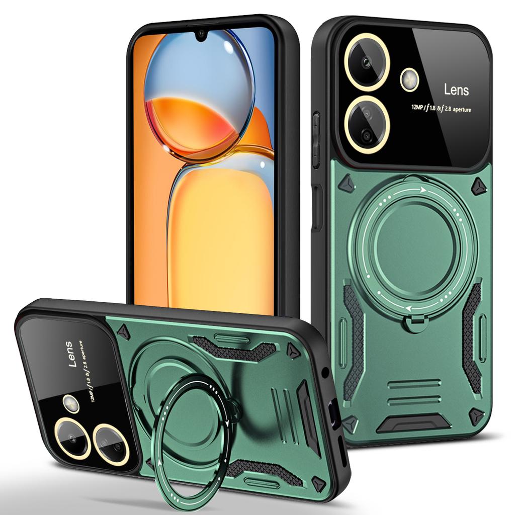 For Xiaomi Redmi 13C Case Armor Shockproof Ring Stand Cover For Poco C65 C 65 PocoC65 Magsafe Magnetic Wireless Charge Cases