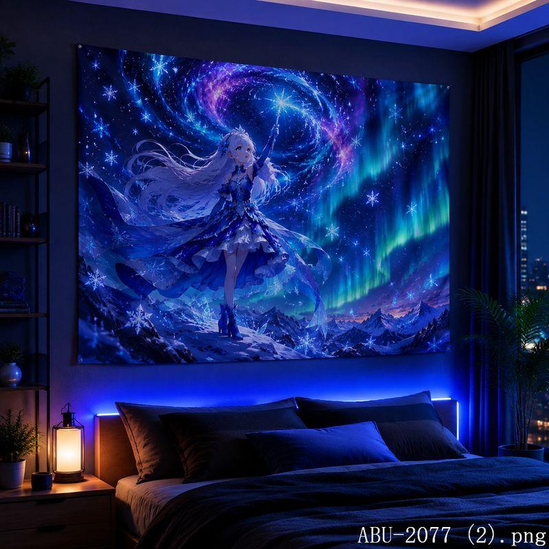 Moon Galaxy Anime Girl Aesthetic Tapestry Colorful Cosmic Fantasy Wall Hanging Teen Dorm Bedroom Otaku Home Wall Decor