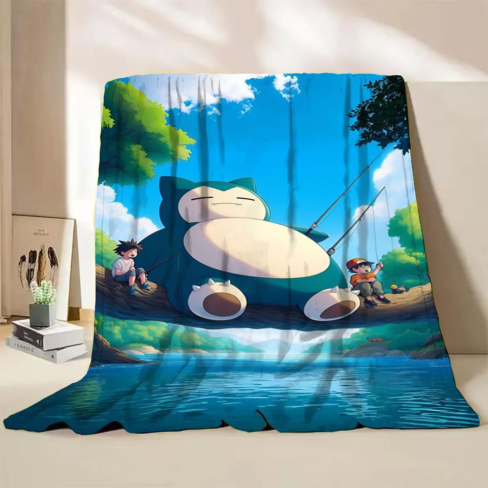 Фланелевое пушистое флисовое одеяло Pokemon Snorlax для дома, спальни, кровати, дивана, офиса, детское покрывало, взрослое мягкое одеяло, милый подарок для ребенка