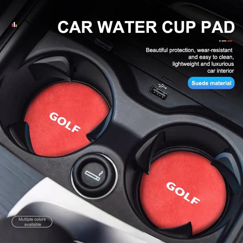 LEG1 2pcs Car Suede Coaster Water Cup Holder Drink Pad Auto Interior Accessories For Volkswagen VW Golf Jetta Passat mk4 mk5 mk6 CC