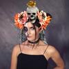 2025 Хэллоуин Украшение Повязка на голову Для мужчин и женщин Креативная Череп Цветок Марля Паутина Повязка на голову Готический стиль Аксессуары для волос
