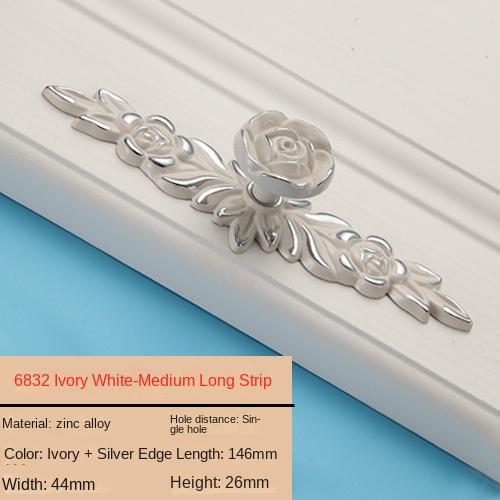 1PC European Ivory Rose Style Cabinet Handles and Knobs Modern Simple Wardrobe Drawer Door Pulls Furniture Hardware