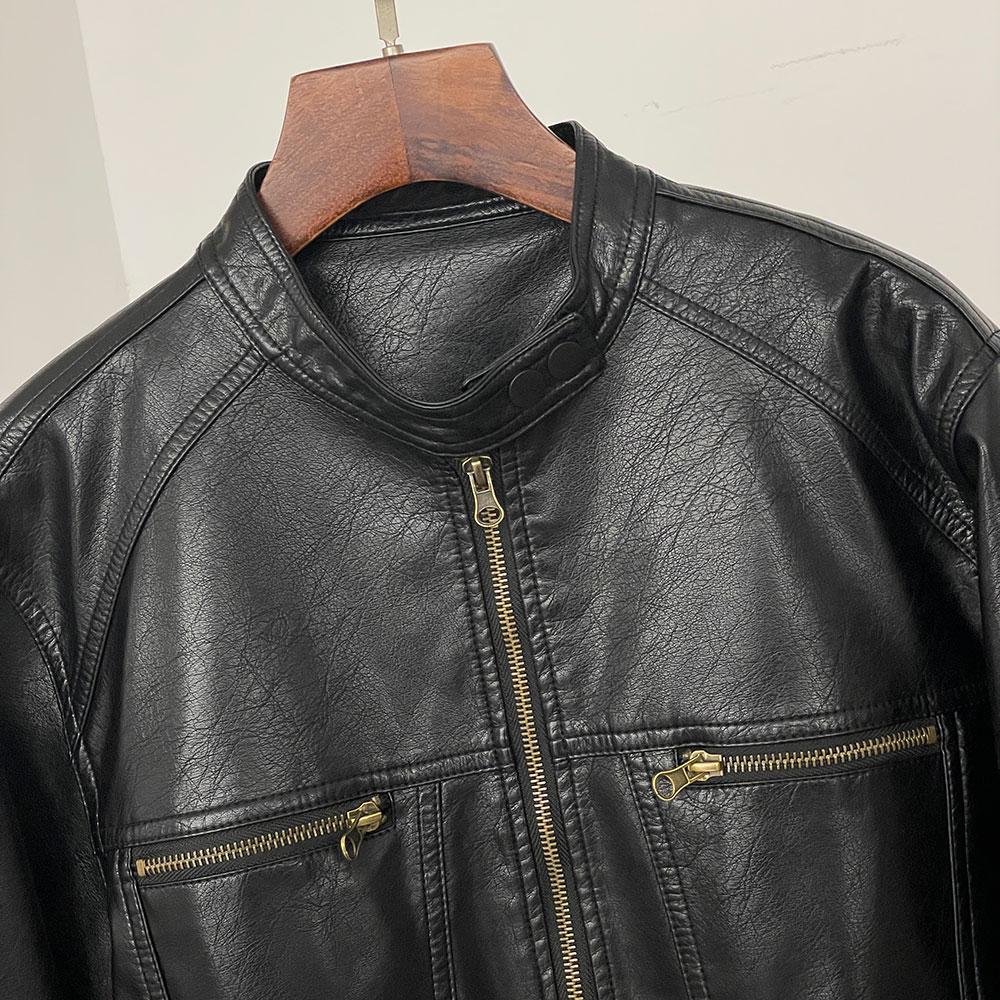 OFTBUY Женская винтажная свободная короткая куртка из искусственной кожи с карманами, мотоциклетная куртка, женская молния, ретро-байкерское пальто, верхняя одежда, топы