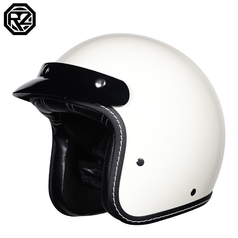 DOT Certified 3/4 Motorcycle Helmet Men Women ABS Full-coverage Half All-Season Riding With Bluetooth Slot Retro