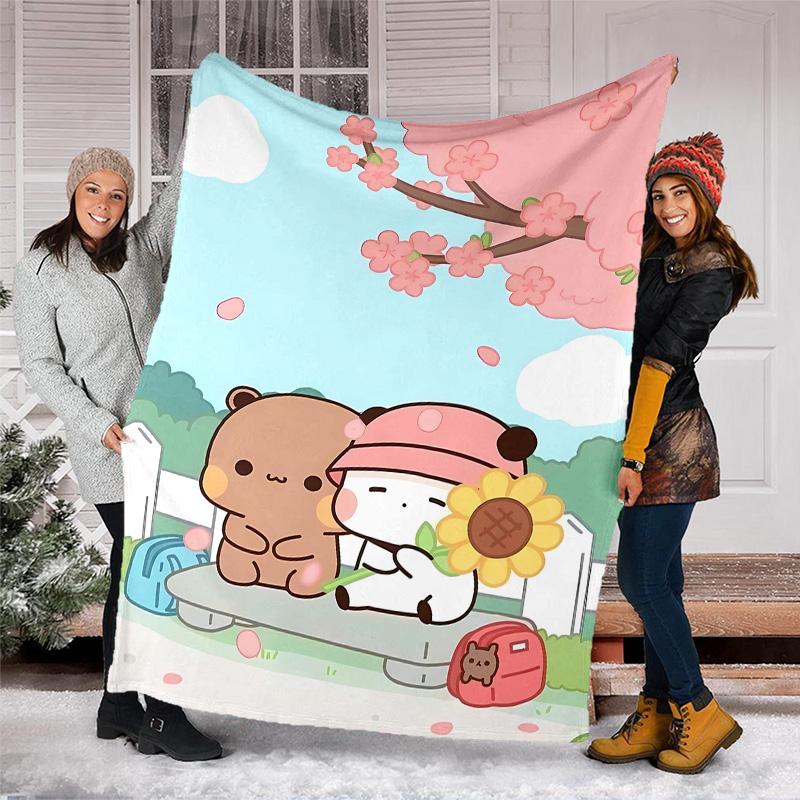 1pc Yier BuBu Bear1 Theme Blanket - Digital Print, Polyester, Cozy for All Seasons, Perfect for Outdoor, Camping, and Travel