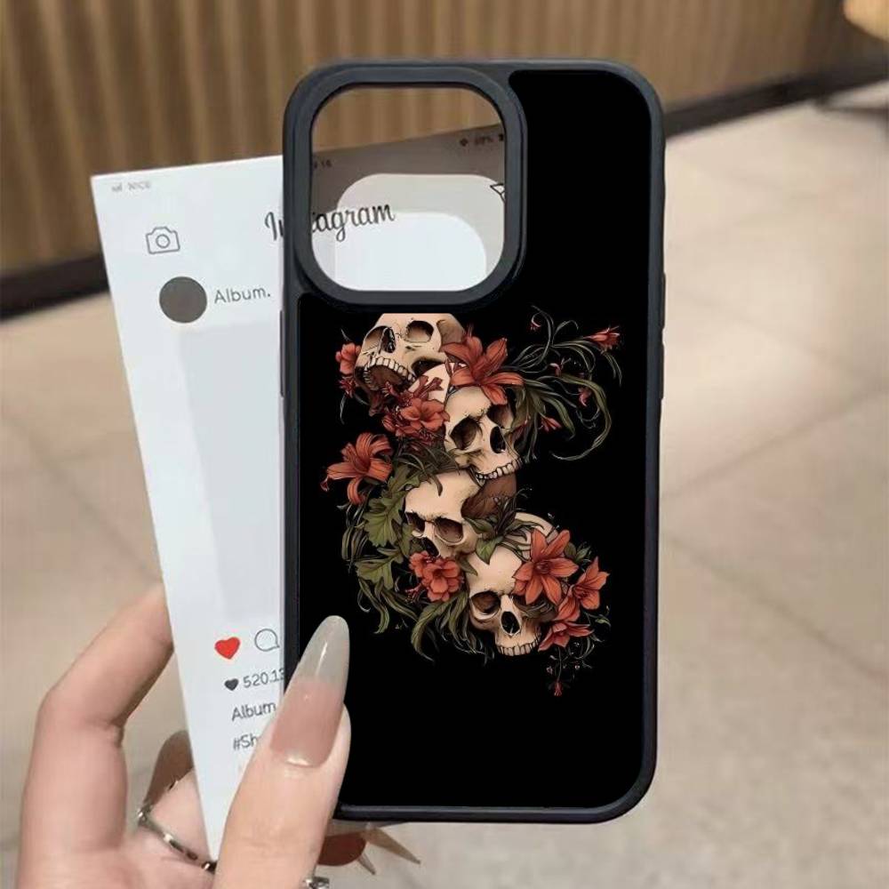 Череп Готический Жуткий Пастельный Гот Для iPhone 17 16 Pro Max Air 13 12 Mini 14 15 Plus 11 Задняя крышка из ПК+ТПУ