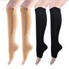 Unisex Toeless Compression Socks Side Zip Up Knee High Socks Prevention Socks