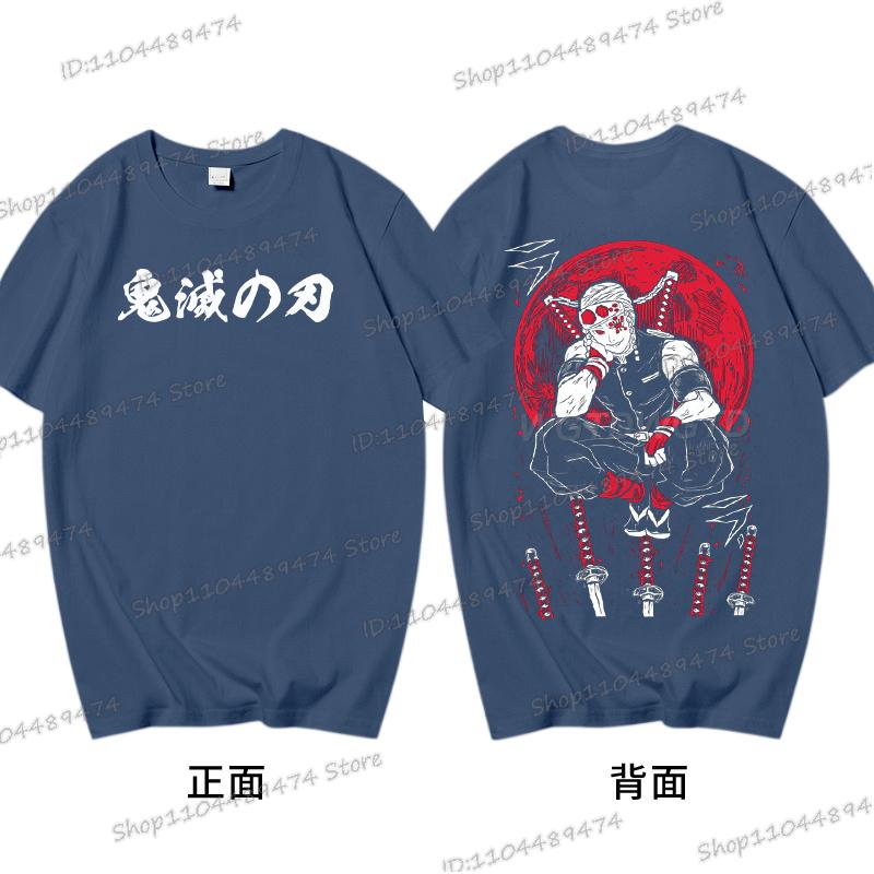 Men's Kimetsu No Yaiba Anime Clothing Uzui Tengen 2025 New Graphics T Shirt Loose Daily Round Neck Cotton Unisex Tops Tees