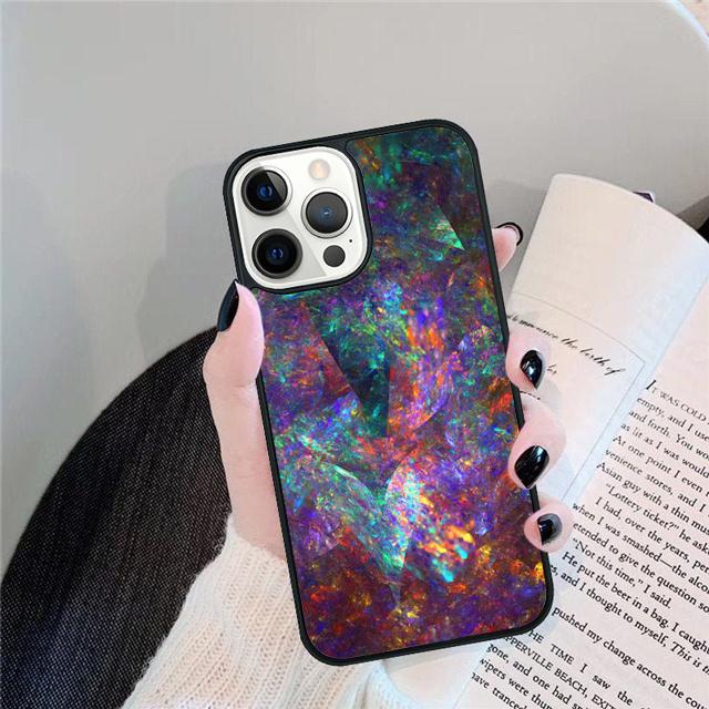 Опаловый Камень Радужный Чехол для Телефона для iPhone 17 Air 15 16 14 13 12 Pro Max 11 Pro Max Plus Coque Shell