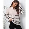 Женский свитер в полоску, лоскутное шитье, свободный свитер с высокой горловиной и застежкой-молнией
