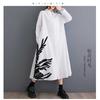 Loose Large Size Splicing Casual Simple Printed Sweet Long Sleeve Shirt Dresses