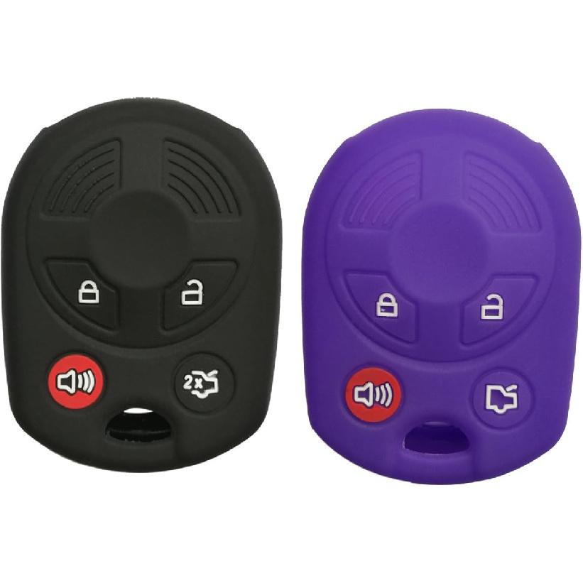 2Pcs Coolbestda Rubber Key Fob Cover Case Protector Skin Jacket Keyless Entry for Ford Escape Explorer Mustang Transit Fusion Focus Lincoln MKX MKZ