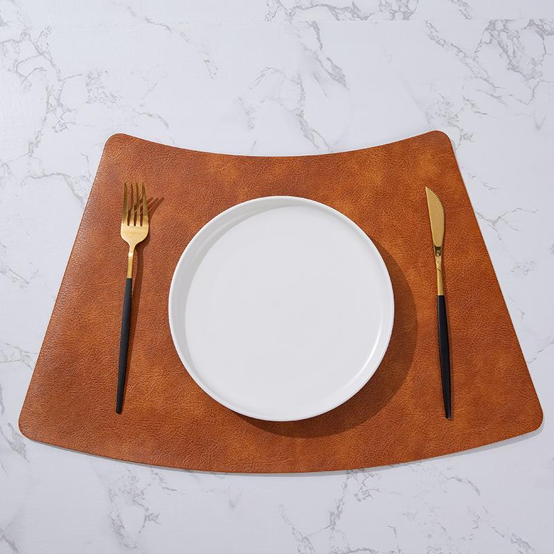 Fan-shaped placemat round table PU Chinese hotel restaurant waterproof western dining table mat thermal insulation mat Nordic style household placemat