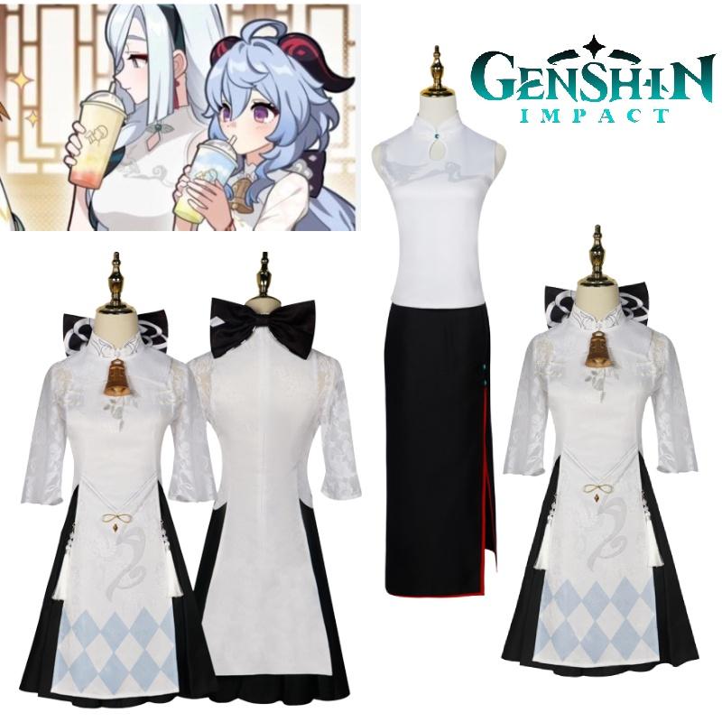 Polyester Fabric Genshin Impact Amber Tea Collaboration Cosplay Costume Elegant And Charming Anime Game Clothing