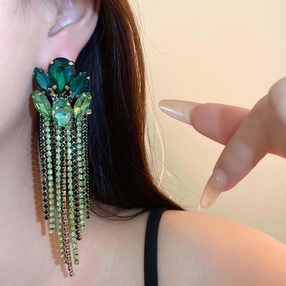Colorful Statement Dangle Earrings Exaggerated Chain Earrings Elegant Ear Accessory Dressy Outfits