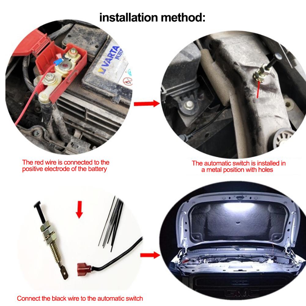 Комплект белых светодиодных ламп под капотом с автоматическим включением/выключением - универсальный, подходит для любого автомобиля, светодиодные лампы, автоматические переключатели, светодиодные ленты