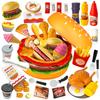 CORPER TOYS Pretend Play Set with Storage Kitchen Educational Assembly Includes and Perfect Gift for Boys and and Christmas 75-Piece Hamburger-Shaped