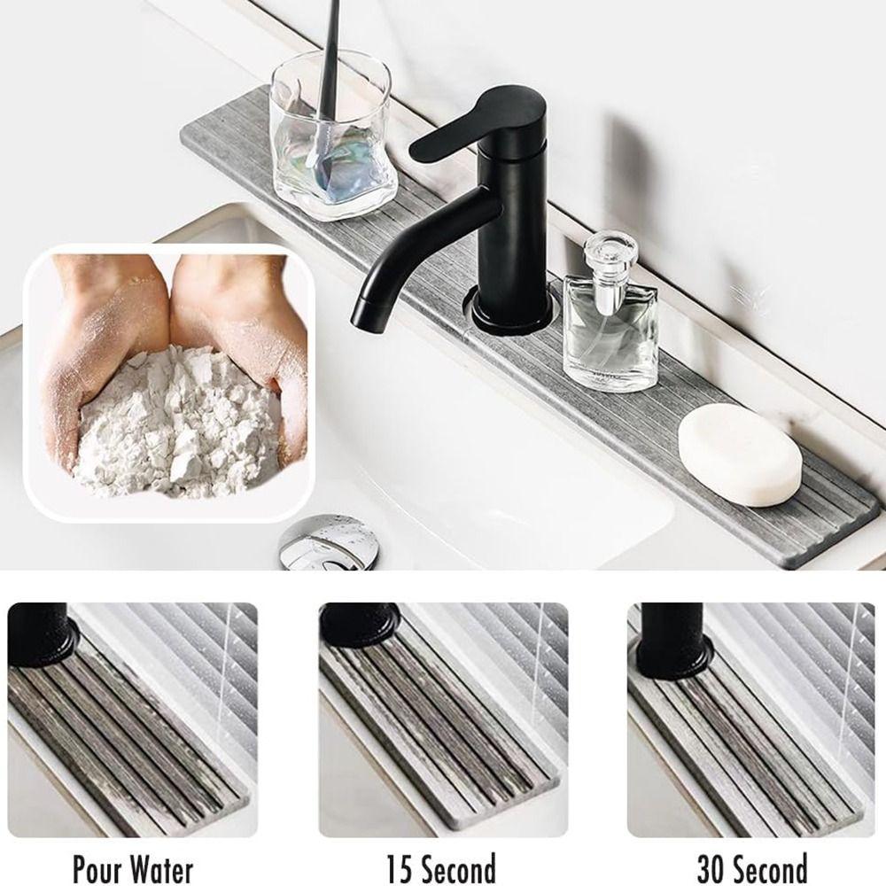 1Pairs Super Absorbent Stone Faucet Mat Quick Dry Drainage Mat Sink Splash Guard  for Kitchen Sink