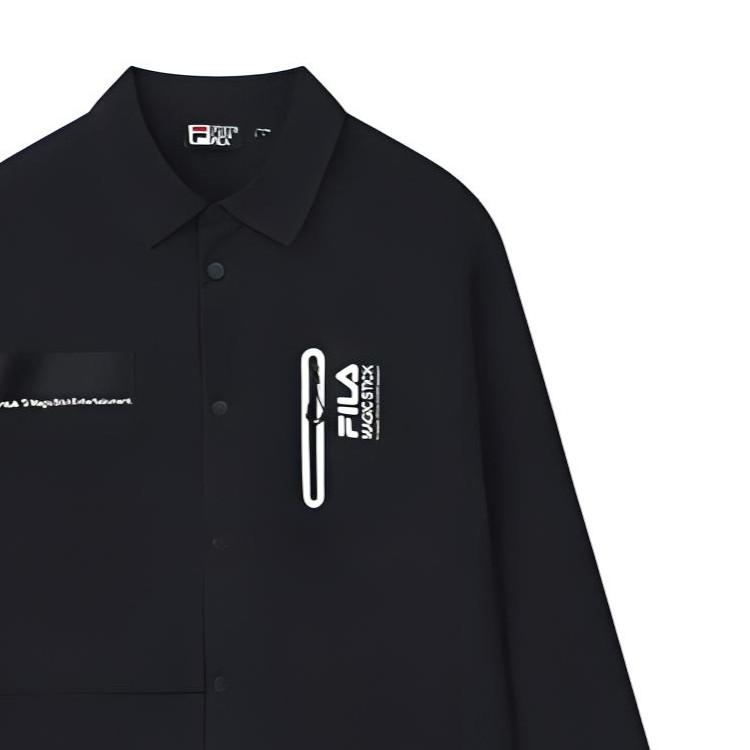 Fila Magic Stick Классическая дышащая рабочая рубашка с длинным рукавом Мужские рубашки Черная F11M329401F-BK