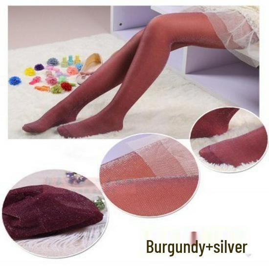 Pearlescent Glitter Lurex Pantyhose - Black, Open Crotch, Plus Size, Ultra-Thin, Sexy Silver Thread, Colorful and Shiny.