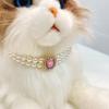 Classic 2 Rows Dog Cat Pearls Necklace Collars Bling Rhinestone Diamond Decor Pet Collar Necklace Pet Puppy Kitten Jewelry Accessories