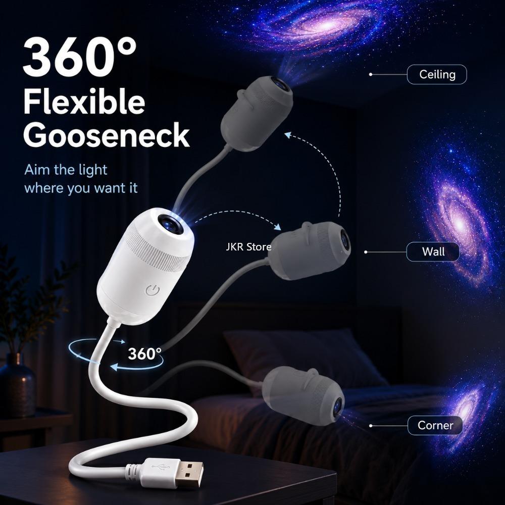 USB-светильник-проектор звездного неба с регулировкой на 360 градусов, галактический ambient-свет для спальни, салона автомобиля, рабочего стола и декора комнаты