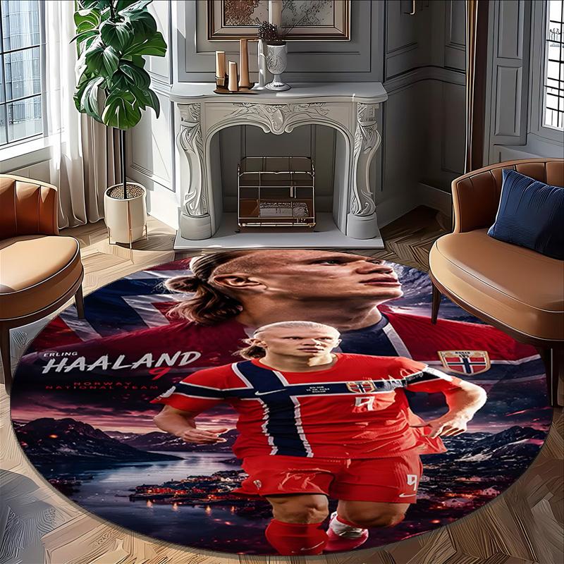 1pc Haaland1 Carpet, Round Rug, Comfortable, Suitable for Entryways, Living Rooms, Office, And Bedrooms, Christmas Decoration