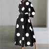 Fashion Elegant Loose Plus Size Women Shirt Dress Nine-quarter Sleeve Polka Dot Office A-line Printed Party Loose Casual Simple Dresses Slim Clothing