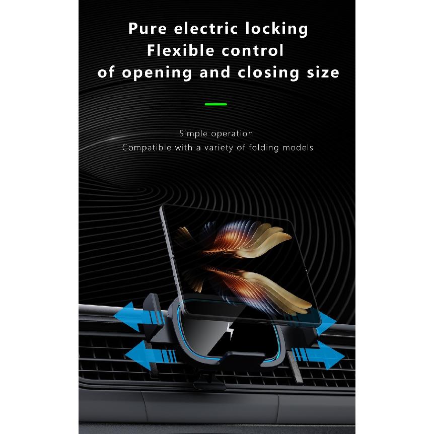 Беспроводное автомобильное зарядное устройство 15 Вт для Samsung Galaxy Z Fold 4 3 2 S23 iPhone 14 13 12 11, автоматический зажим, держатель для быстрой автомобильной зарядки