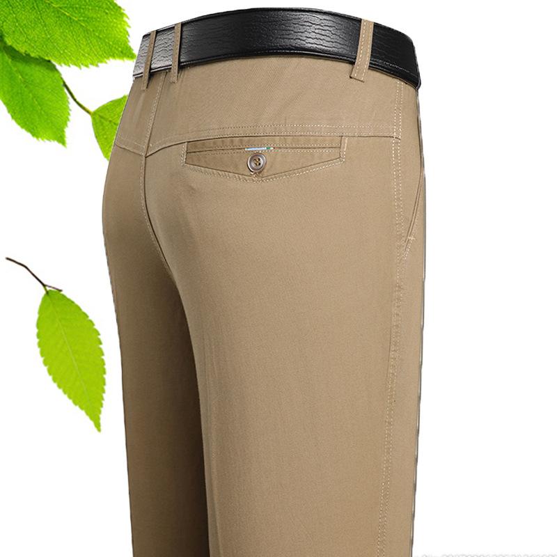 Повседневные мужские брюки, свободные прямые брюки с высокой талией для мужчин среднего возраста